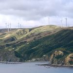 Wind turbines on Makara Beach, Wellington, New Zealand